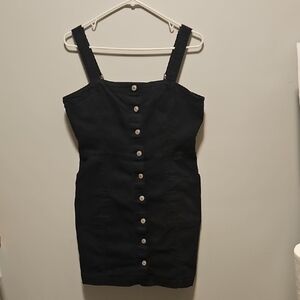 H&M Black Mini Dress with Button Detail
